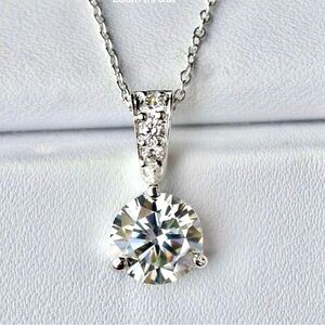 Elegant 2.5 Ct. Certified Diamond in Sterling Silver Pendant Necklace